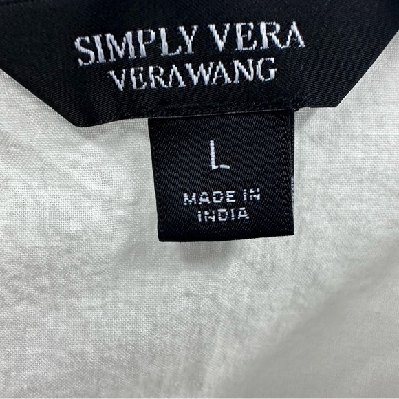 Simply Vera Wang White Eyelet Cotton Ruffle Long Sleeve Keyhole Back Blouse L - Picture 14 of 16